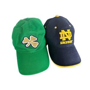 Signatures Lot Of 2 Vintage Notre Dame Fighting Irish NCAA Hat Cap Adjustable